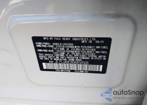 2016 Subaru Forester 2.5I Limited from USA, damaged, VIN JF2SJAHC8GH450566